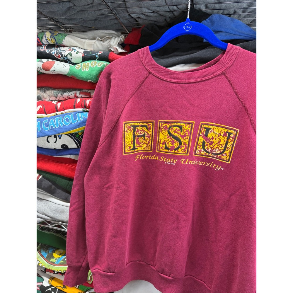 Vintage Florida State University FSU Sweatshirt Top Team Maroon Mens XL 22x24
